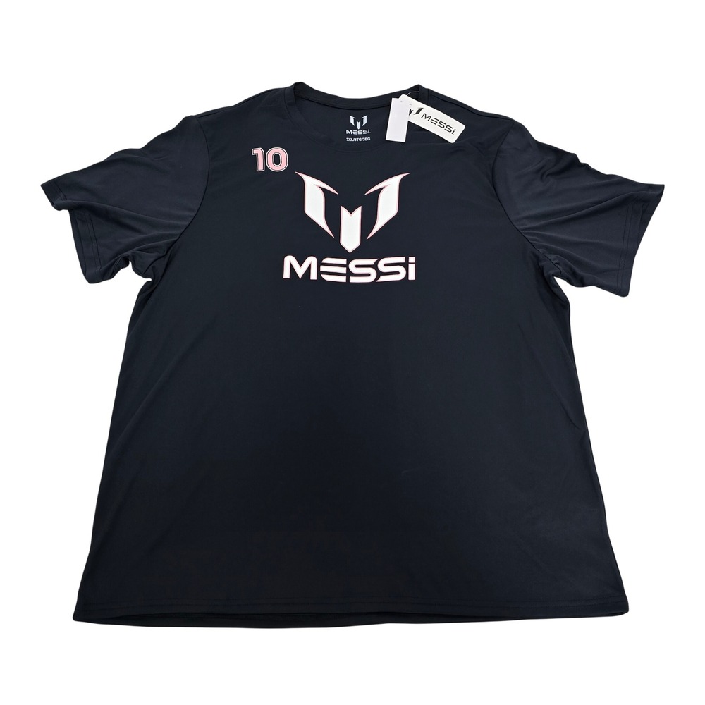 Messi Mens Official Logo‎ Number 10 Soccer T-Shirt Black Pink 3XL NWT